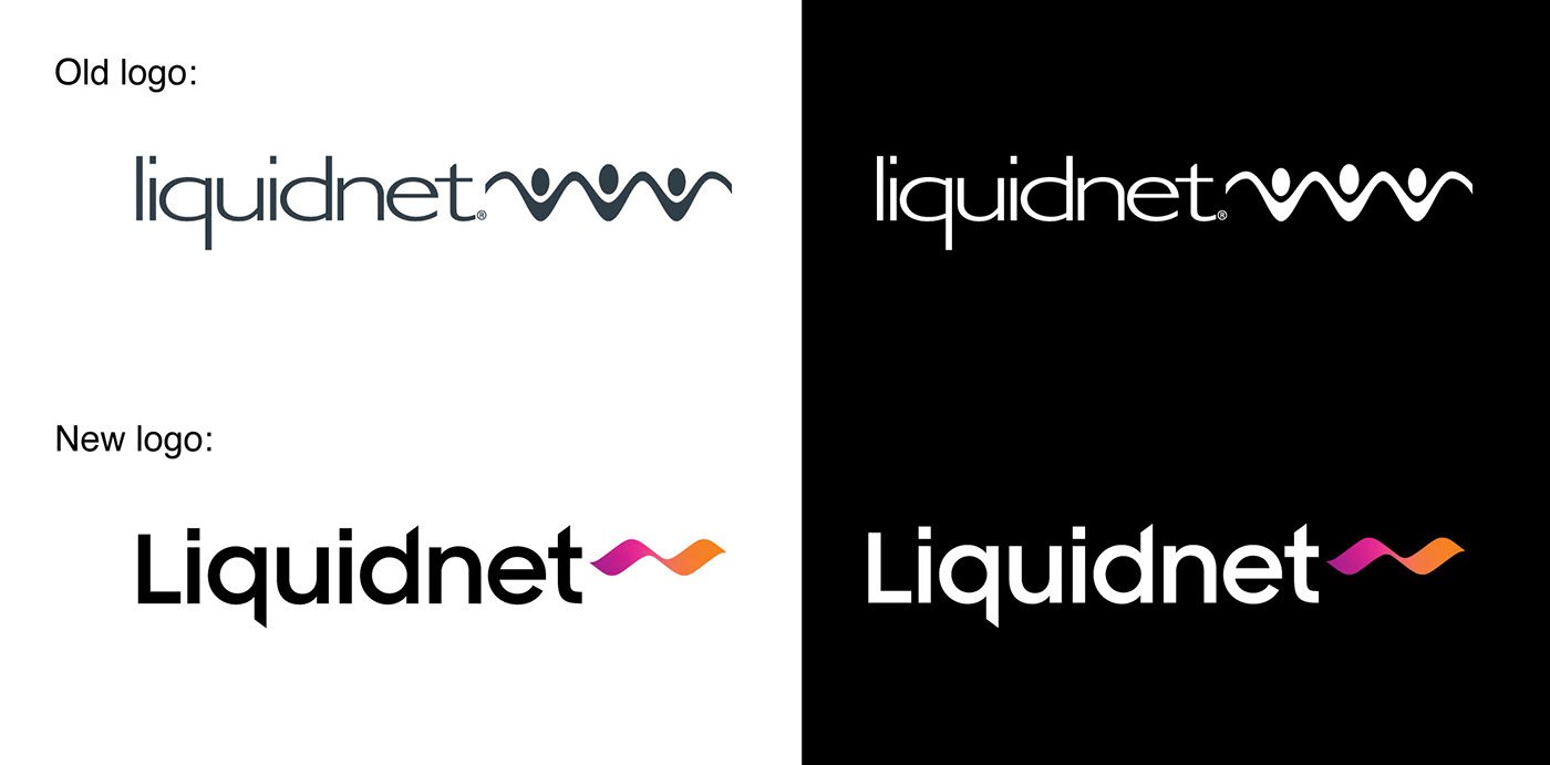 Liquidnet rebrand: the old logo above the new logo, by Damian Kington and Hieronymus